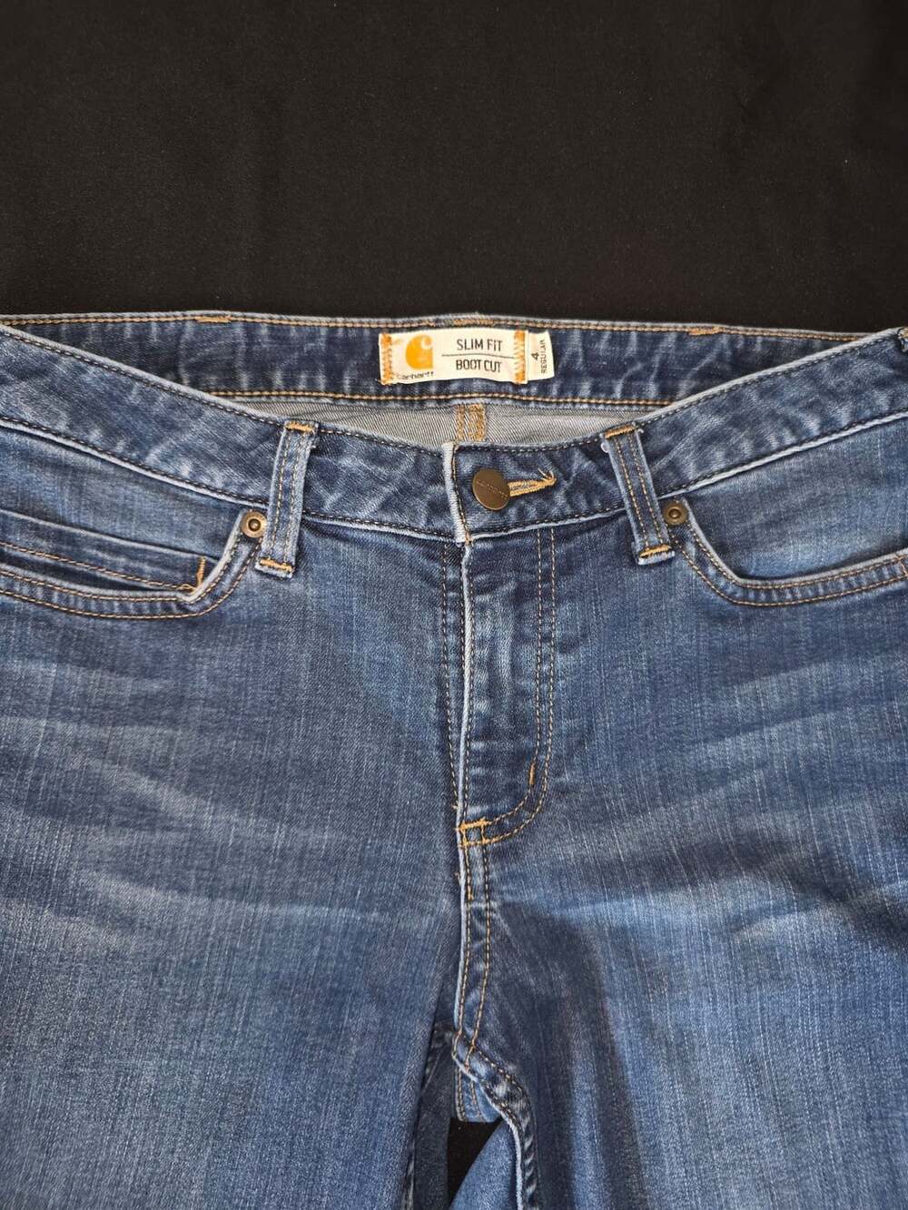 Carhartt Slim Fit Boot Cut Jeans Size 4 Regular Blue Denim
